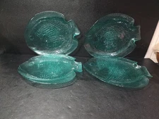 Arcoroc Fish Plates, Teal Blue Dinner Plates, Set Of 4, Vintage Tableware Decor