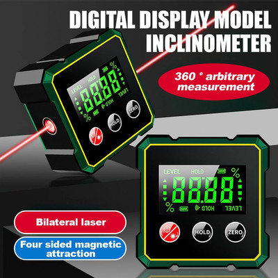 Digital Angle Finder Magnetic Protractor Laser Level Box Inclinometer Tool