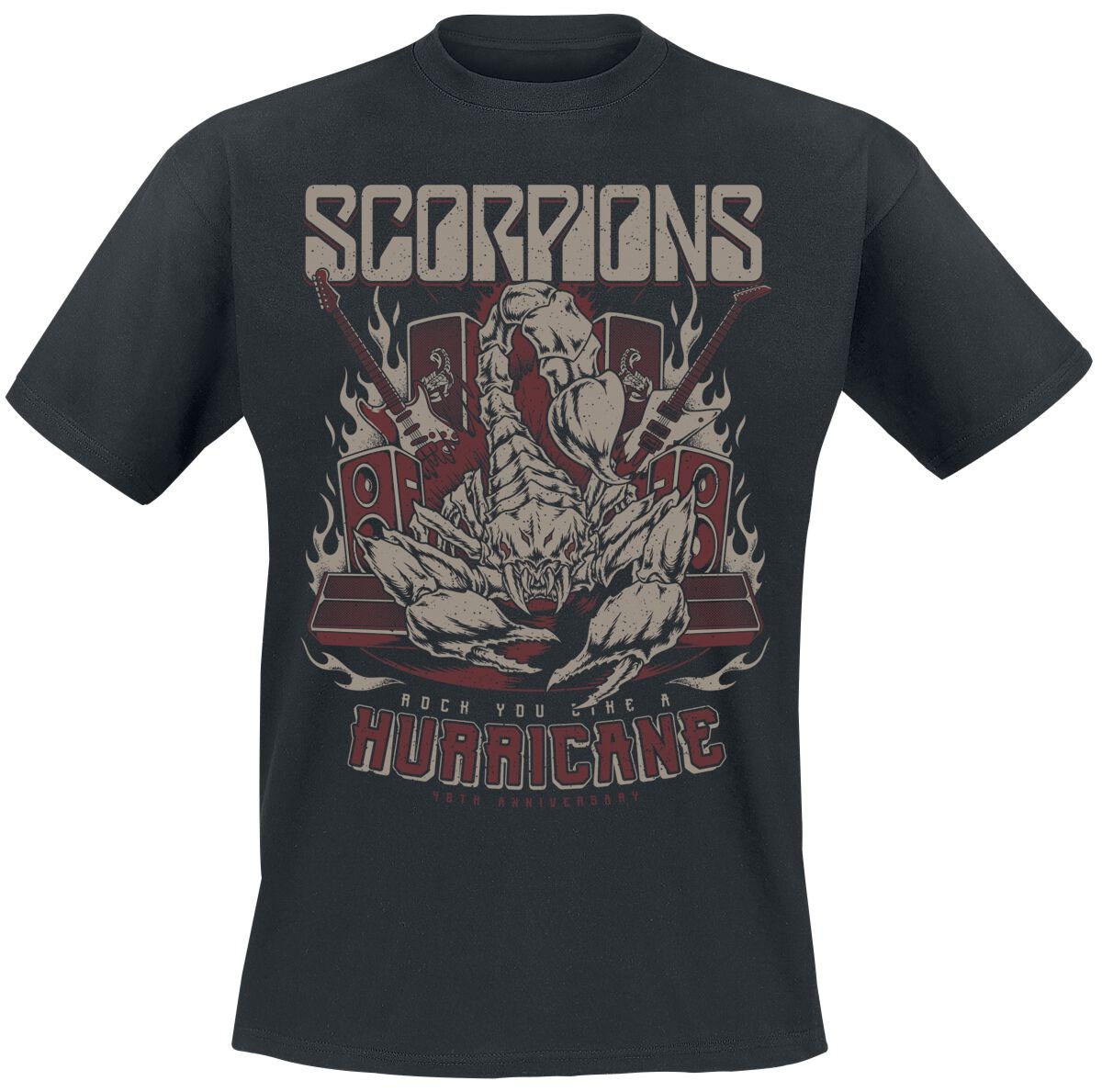 Футболка Scorpions с надписью Herren Hurricane 40th Anniversary schwarz Band-Товары, Группы