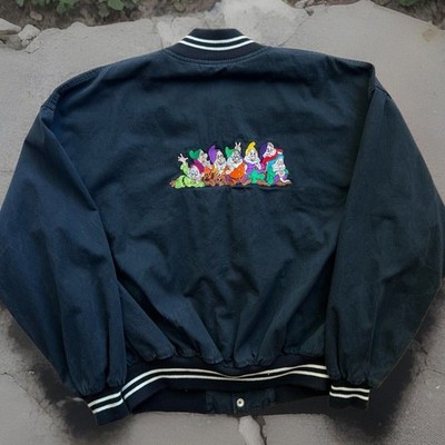 Vintage Snow White Disney Bomber Jacket Large Black 90s Cartoon Movie Promo
