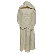 Moroccan Cream Striped Cashmere Wool Blend Hooded Thobe Djellaba