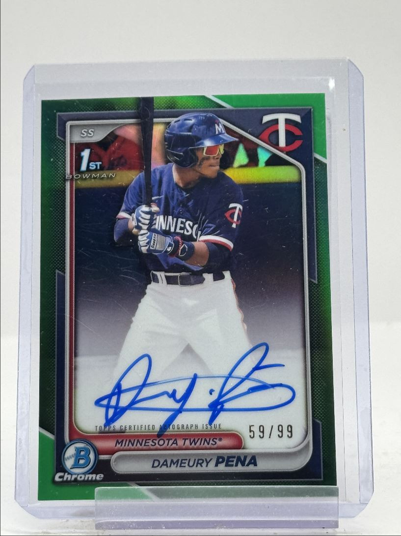 DAMEURY PENA 2024 BOWMAN CHROME 1ST GREEN REFRACTOR TWINS AUTO /99 Q3367