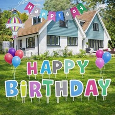 18pcs Happy Birthday Yard Sign Set   17in Big Letters  Banner