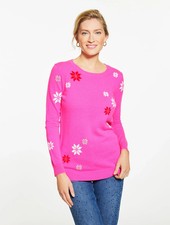 Cashmere Crewneck Sweater - Multi Snowflake at Talbots NWT 229, have all size