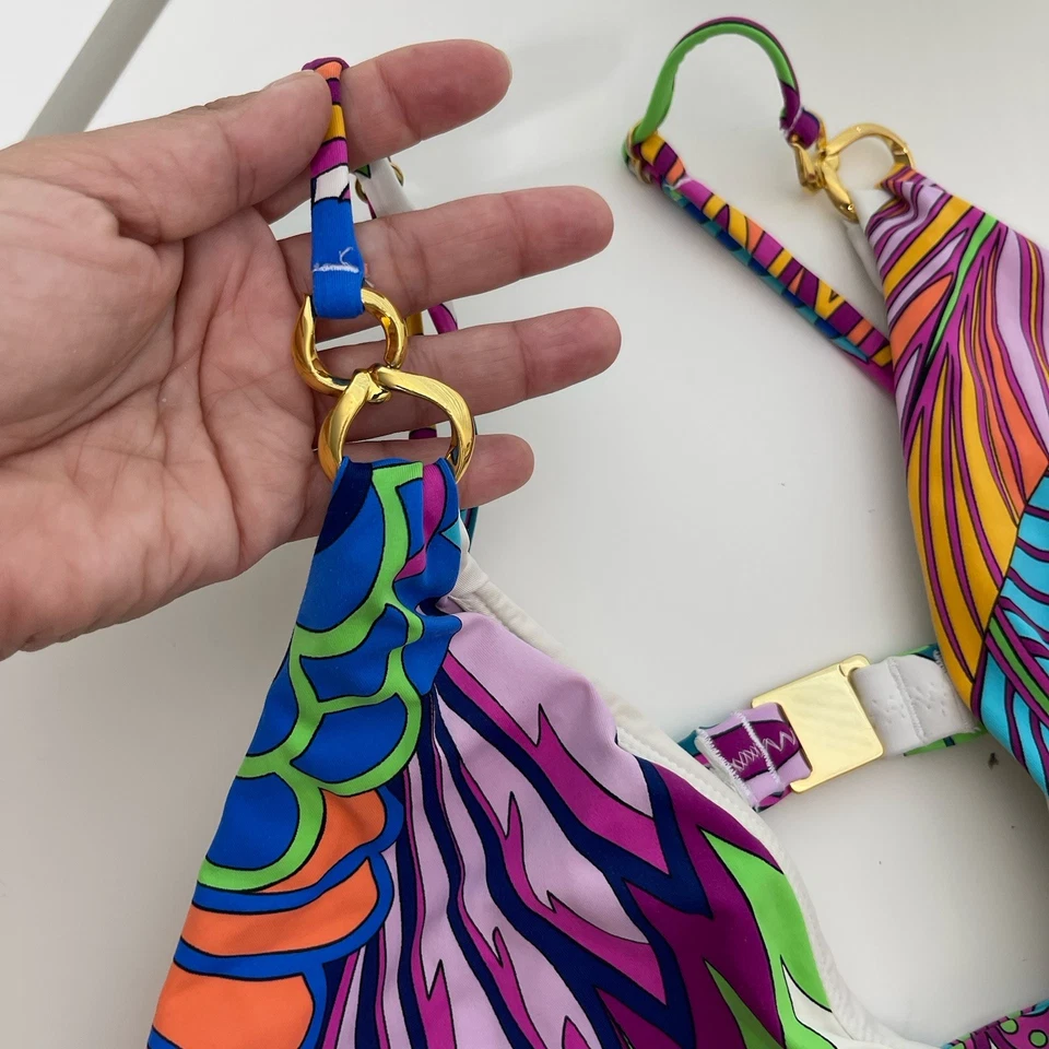 Traje de baño Trina Turk de una pieza talla 8 10?  Multi Paradise Plume V Plunge Tropical Foto 3 de 4