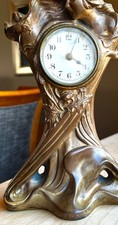 Art Nouveau Cold Painted Bronzed Mantel Clock...