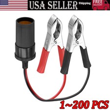 Car Battery Alligator Clamp Cable Clip Cigarette Lighter Adapter Socket 12V Lot