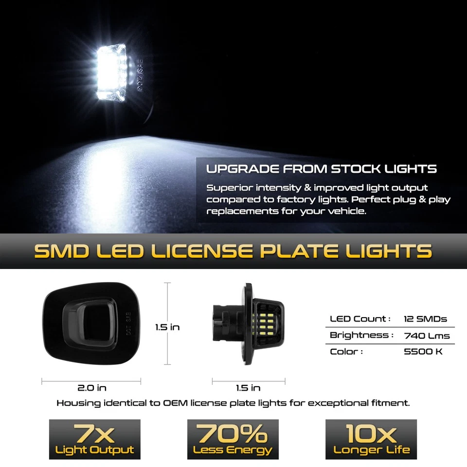 88-00 Chevy C/K 1500 2500 3500 "BRIGHT WHITE" LED License Plate Lights Tag Lamps Foto 2 de 4