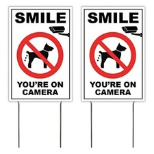 4LessCo 8x12 Inch Smile You are ON Camera No Dog Poop Yard inches, White