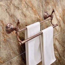 Rose Gold bathroom Brass double towel bar With flowers 26"Length