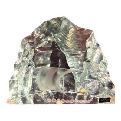 Vintage Signed Kosta Boda Iceberg Viking Ship by Vicke Lindstrand