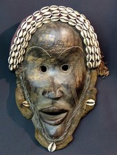 AA Art Africain superbe masque très ancien Dan Libéria bois porcelaine très déco
