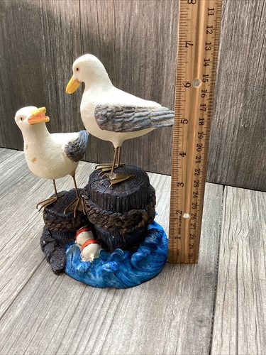 Seagulls Pearched On Pillars Florida Salt Life Water Beach Park; Resin Figurines - Picture 11 of 16