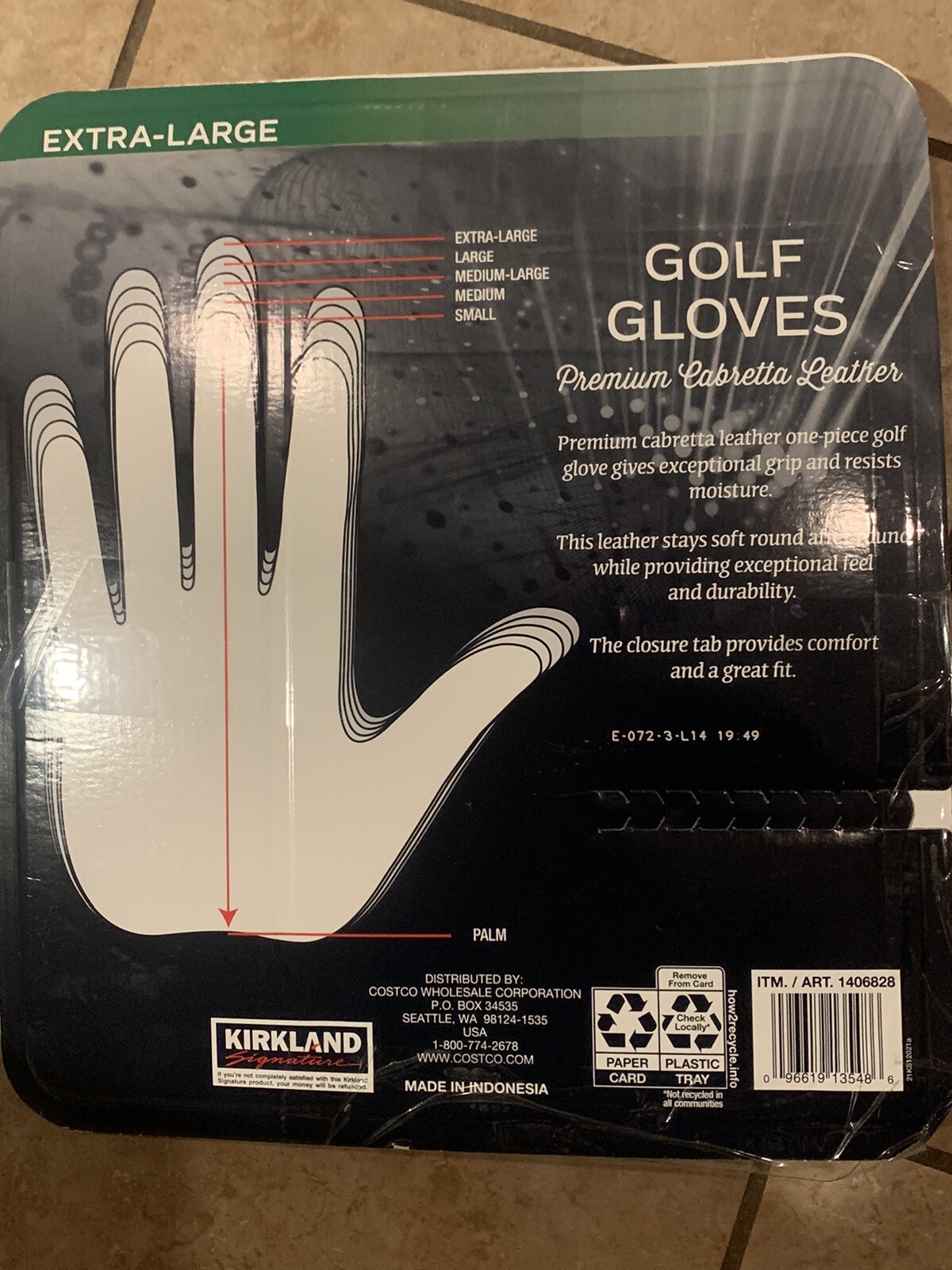 Kirkland Signature Golf Gloves Premium Cabretta Leather, Medium/Large (4 Count)