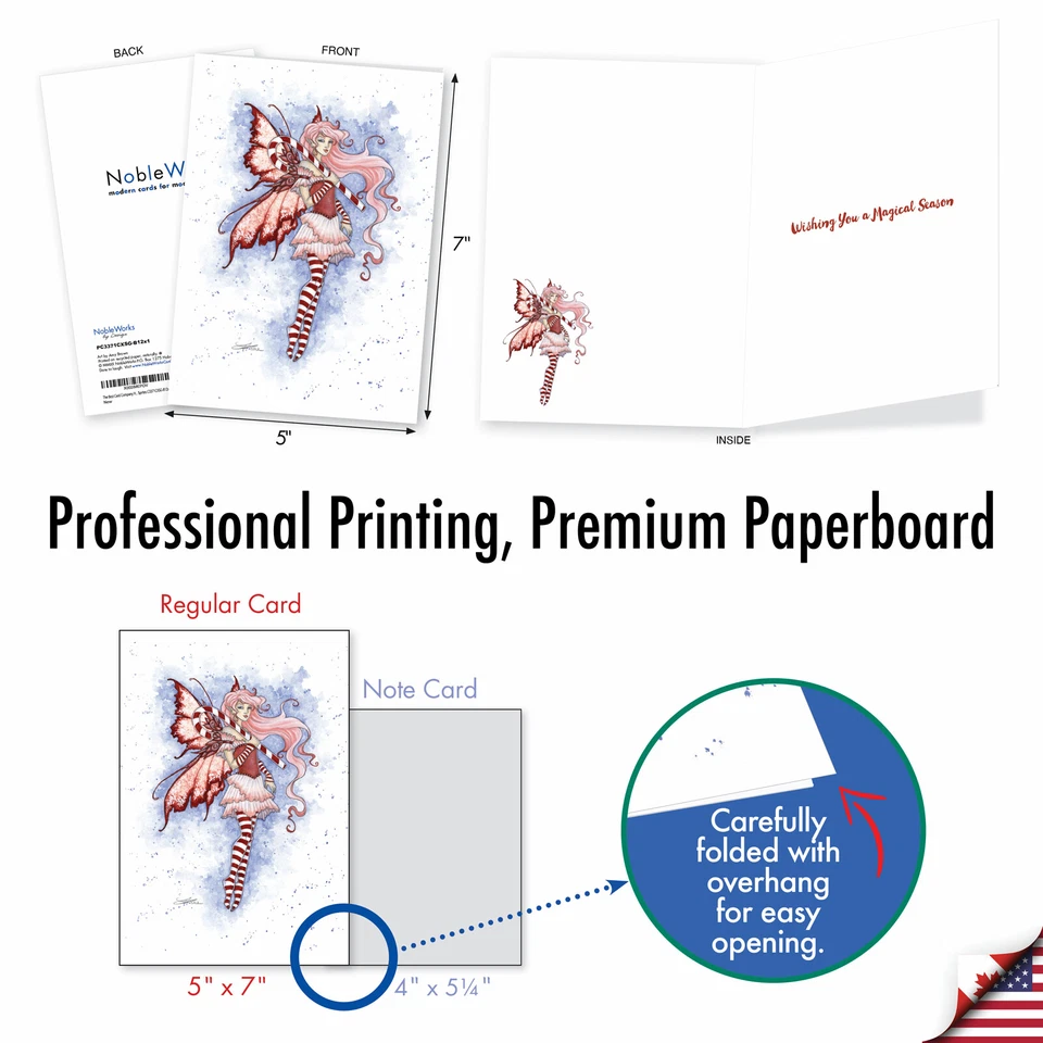 12 Tarjetas de Felicitación de Navidad (1 Diseño, 12 Tarjetas) - Hadas C3371CXSG-B12x1 Foto 3 de 4