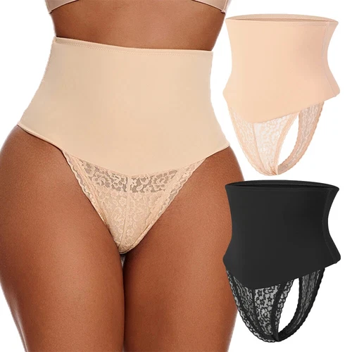 Women High Waist Tummy Control Thong Shapewear Butt Lifter Underwear