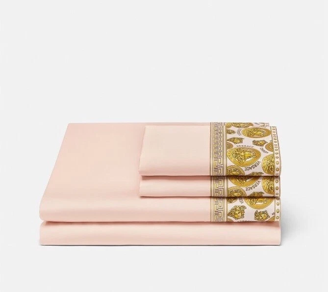 Versace Medusa усиленный 4 изделия полный комплект простыней комплект розовый/золотой новый в коробке $900 - Изображение 2 из 4
