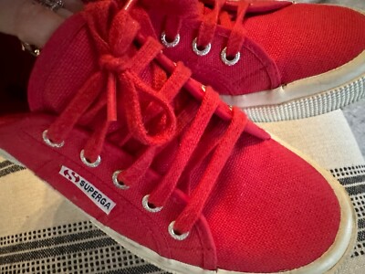 Superga Size RED 2750 COTU Laceup Classic Sneakers in Cotton CANVAS 