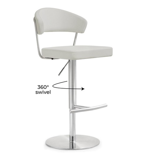 Tov Furniture Modern Cosmo Vegan Leather Adjustable Stool With Metal Base - Picture 17 of 18