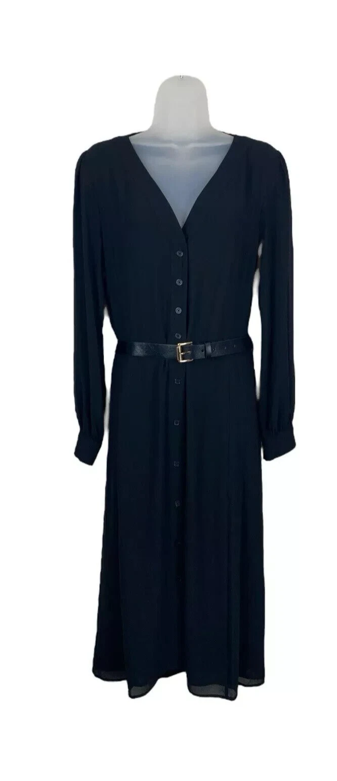 Abito Michael Kors donna Kate con cintura e bottoni abito midi nero $185 valore M