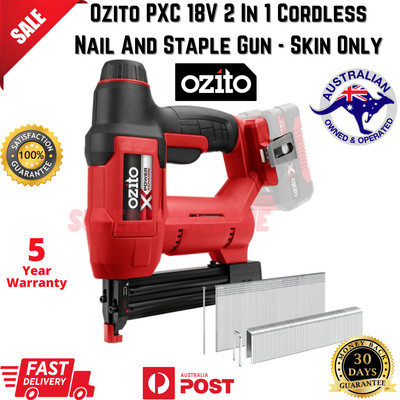 Ozito PXC 18V 2 In 1 Cordless Nail &amp; Staple Gun Home Shed 
