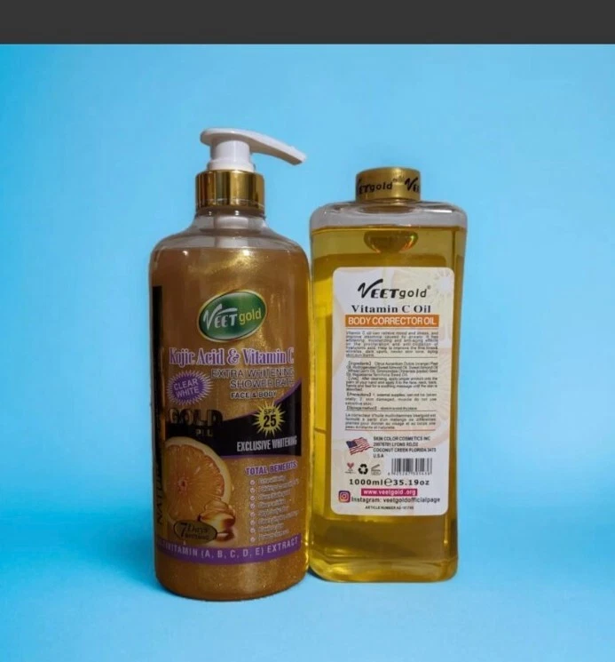 Veet Gold Kojic Vitamin C Shower Bath With Vitamin C Face Body Oil 1000ml - Image 2 of 3