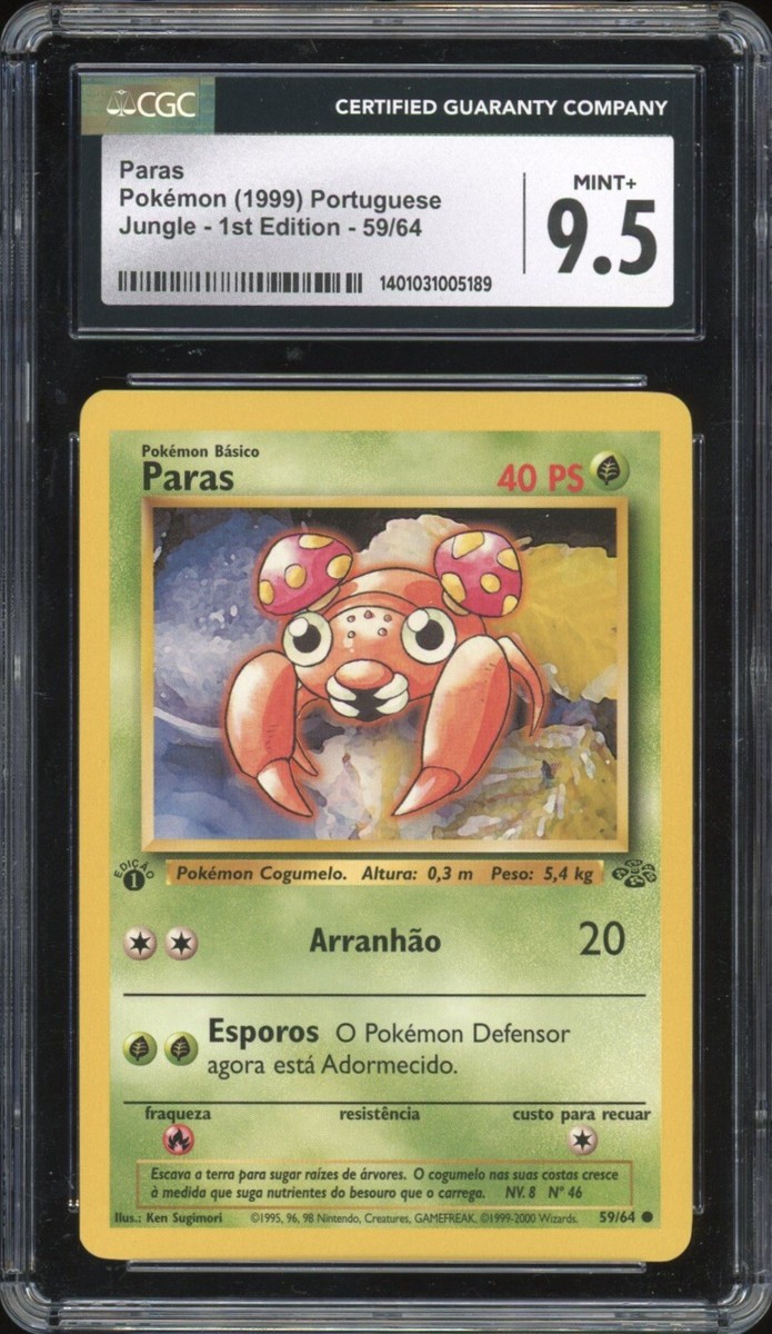 2000 Pokemon PORTUGUESE 1st Edition Jungle Paras 59/64 CGC 9.5 MINT + | eBay 2000 Pokemon PORTUGUESE 1st Edition Jungle Paras 59/64 CGC 9.5 MINT + | eBay