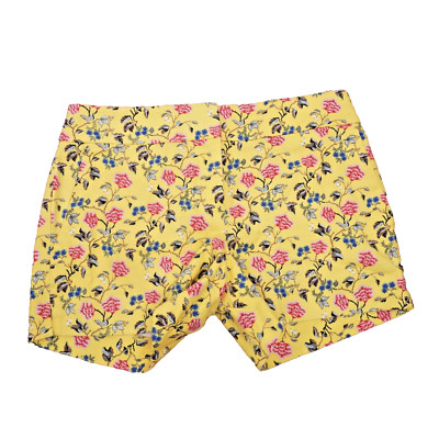 Women's Shorts Flat Front Yellow Floral Print Size 0 Ann Taylor Loft New W Flaw