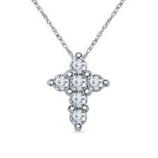 2.5 Ct Ice White Round Cut Real Moissanite Jesus Cross Pendant Sterling Silver