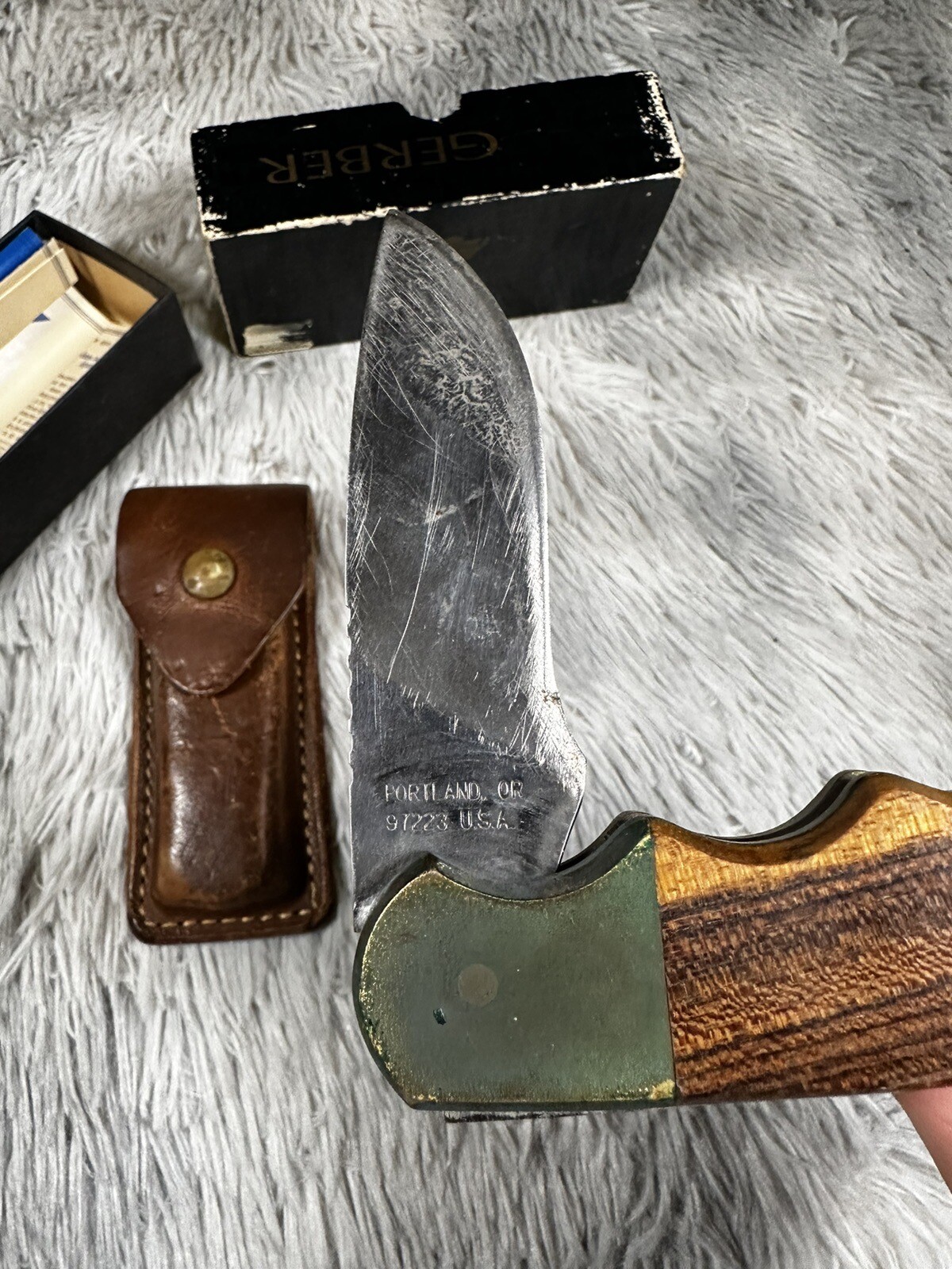 Gerber Magnum Folding Hunter Knife With Case Excellent Condition eBay