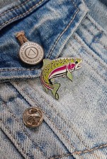 Rainbow TROUT Fly Fishing Lapel Pin Badge.  Metal & Enamel.  ref 213