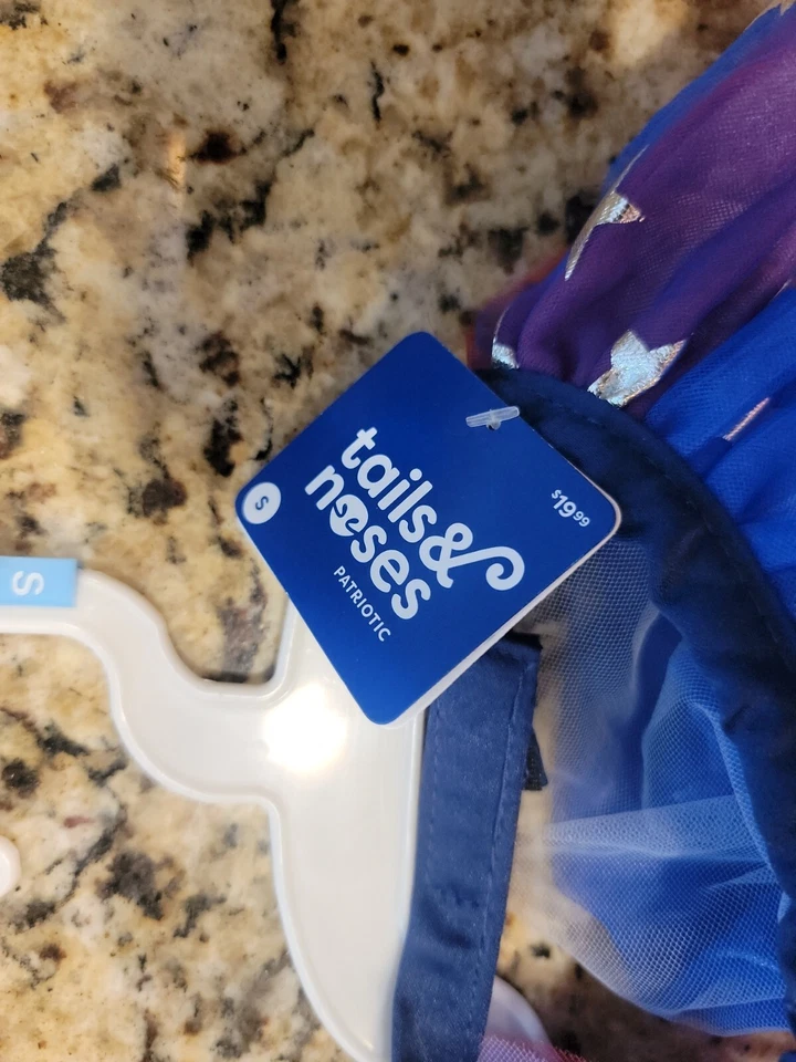 Tails & Noses Patriotic Red White Blue Silver Stars Tutu Dog Small SM Adjustable - Image 2 of 4