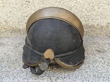 Bayern Österreich Feuerwehr Leder Helm  Messing Kamm Innenfutter vor 1900
