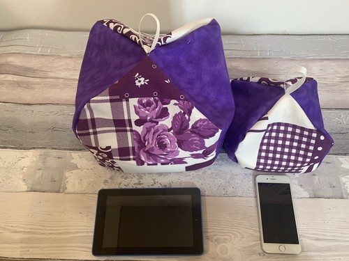 Set 2 Purple Vintage IPad Pro Kindle Tablet Holder & Phone Cushion Stands - Picture 2 of 10