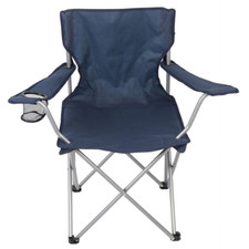 Basic Quad Folding Camp Chair with Cup Holder, Blue, Adult Use