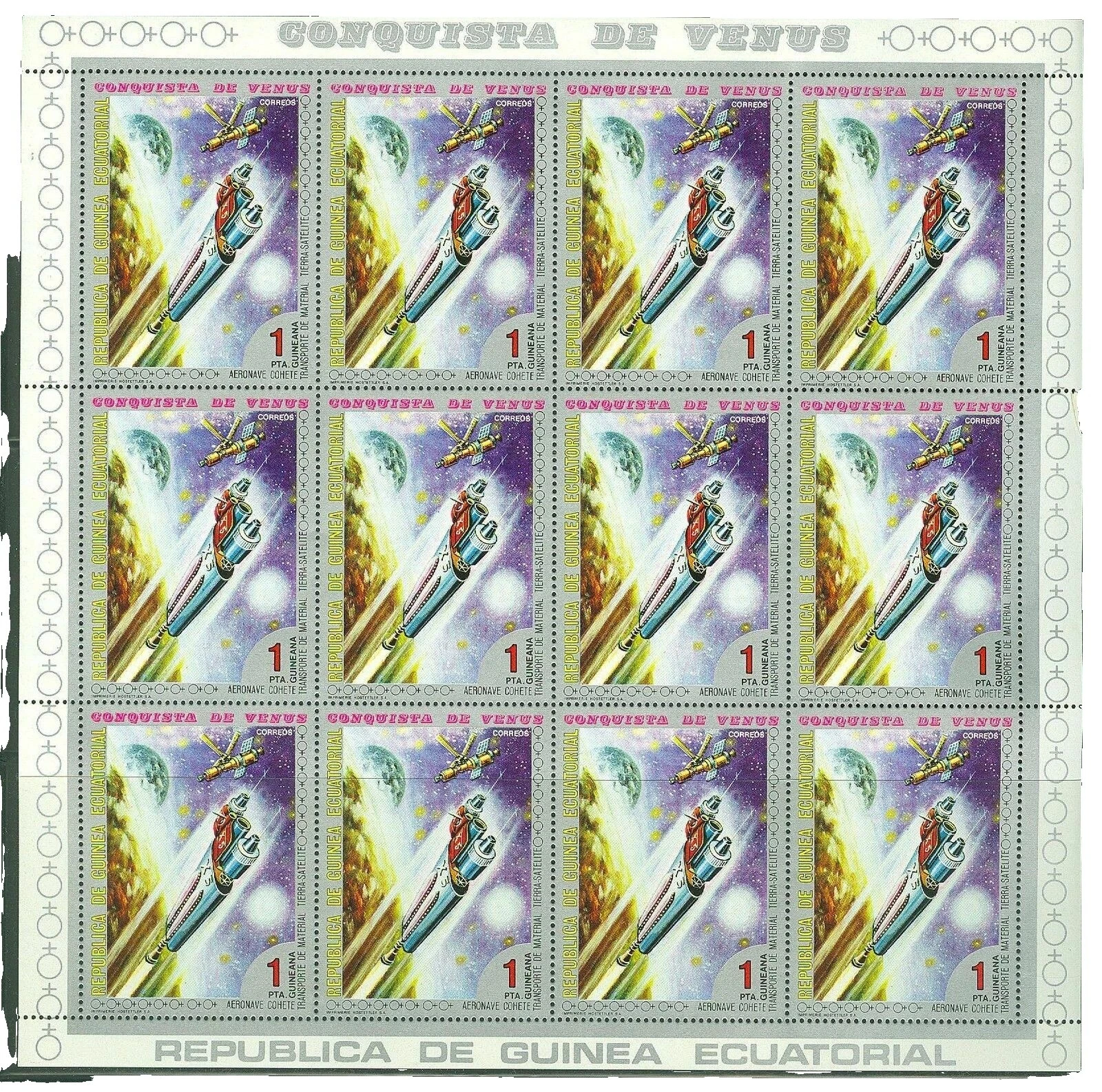 Hoja completa de estampillas de Guinea Ecuatorial