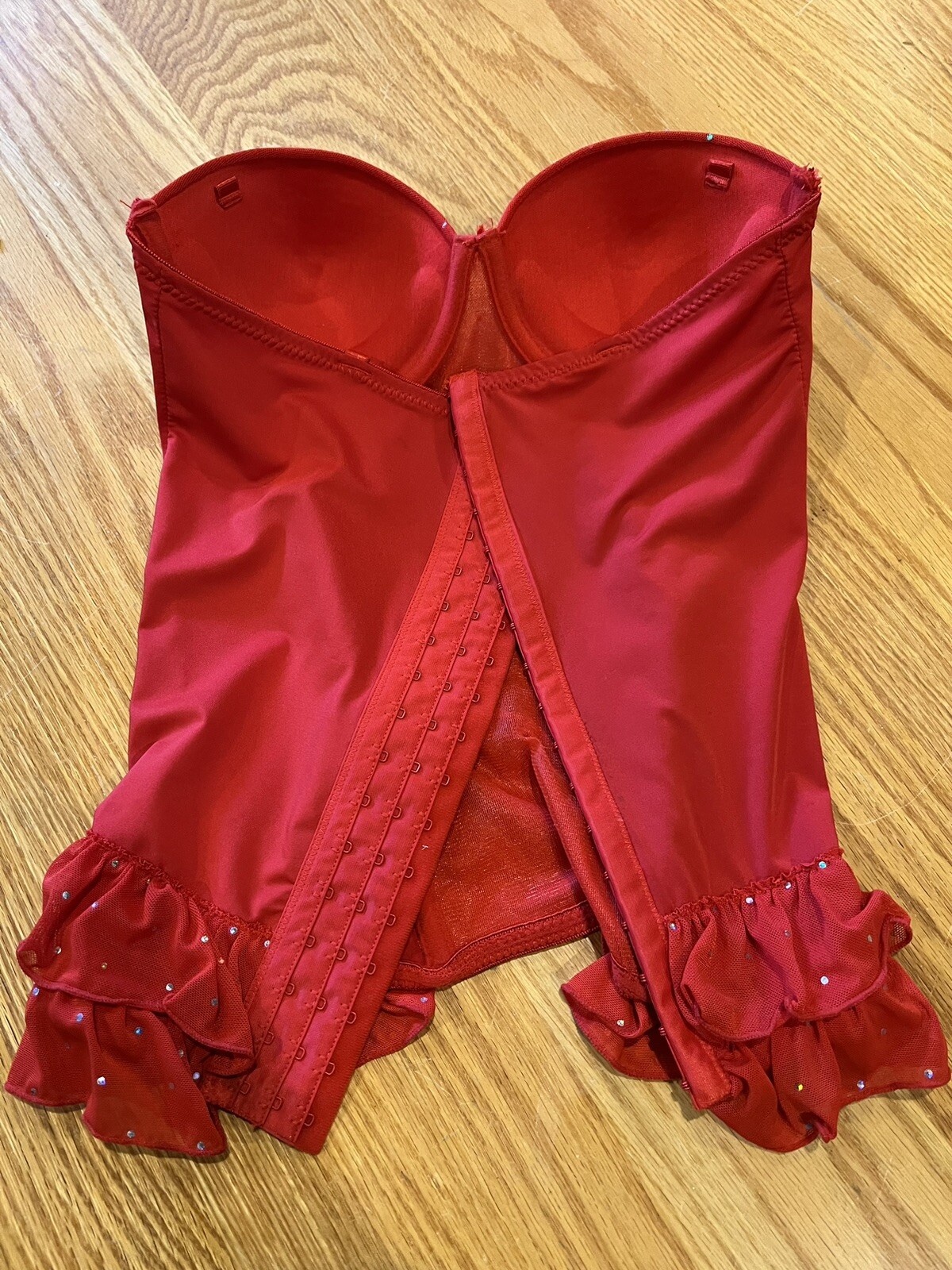 red sparkly corset strapless, bustier Bra Woman Size M Gem