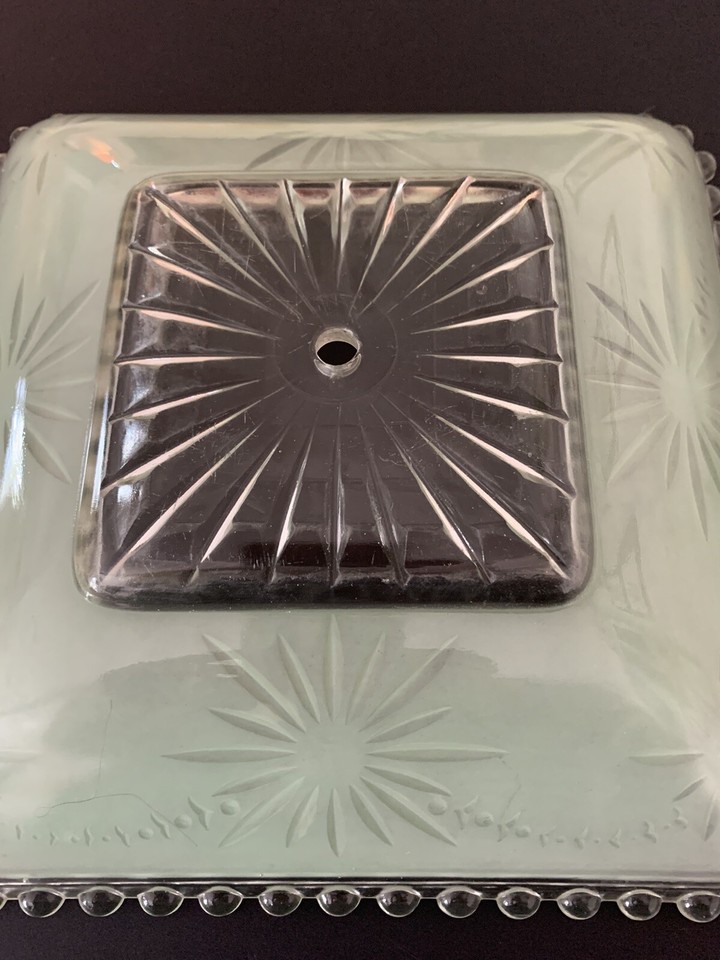 Art Deco Starburst Hobnail Square Glass Ceiling Light Fixture Shade