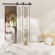 4-20FT Bifolding Sliding Barn Door Hardware Closet Kit Track Roller 4/8 Doors