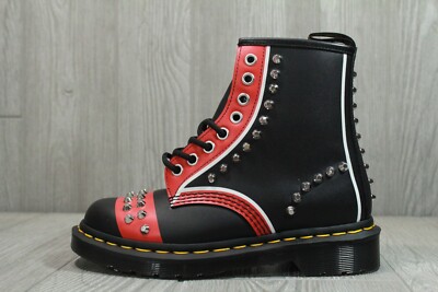65 Rare Dr Martens 1460 Stud Black/Red Boots Womens Size