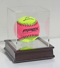 Pro UV Baseball / Softball Holder Display Case Cube, Cherry Stand, B15-CH