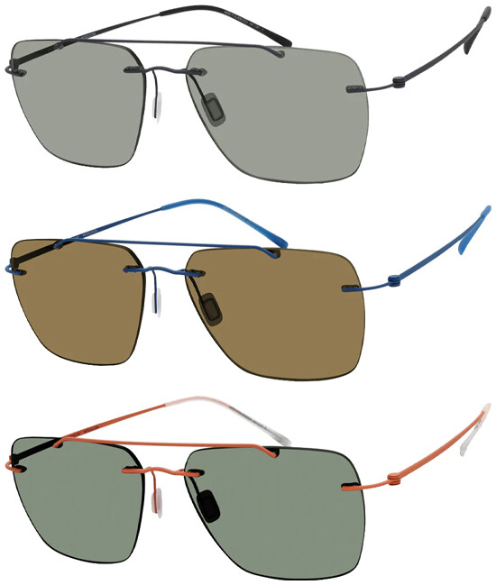 Modo Men's Polarized Fine Titanium Rimless Navigator Sunglasses