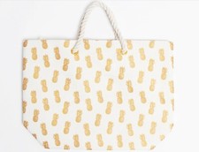 Pineapple Beach Bag Canvas Natural Colour Summer Picnic Tote Shopping Handbag