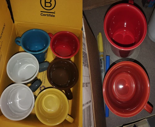 Fiesta Fiestaware Lot of 8 O Ring  Handle Mugs Coffee Cups Mixed Color Set HLC