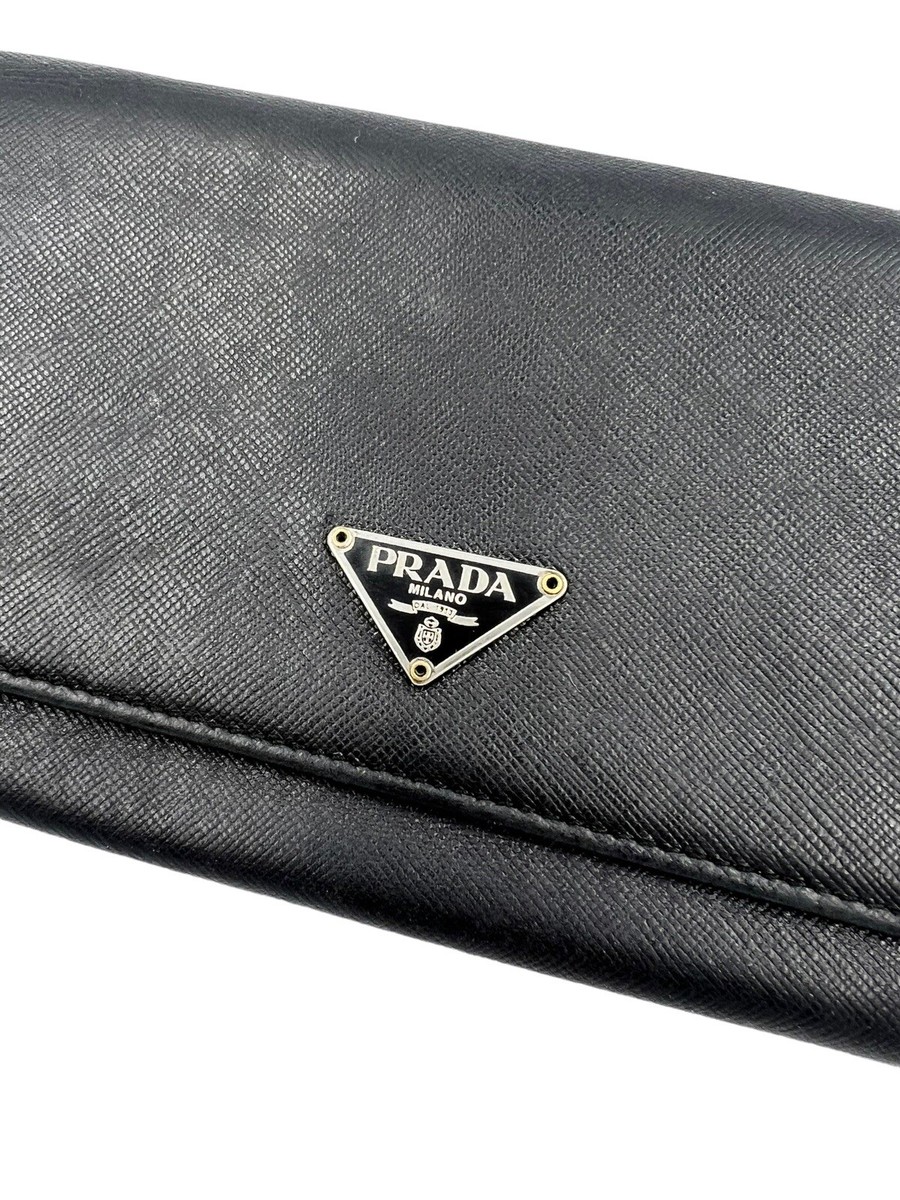 PRADA Saffino Leather Wallet XL Black | eBay display picture 1