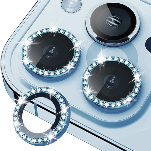 Blue For iPhone 16/16 Pro/16Pro Max 16 Plus Camera Protector Bling Diamond Lens - Picture 1 of 9