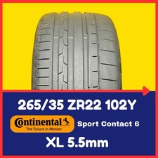 265/35 ZR22 102Y XL Tyre | Continental Sport Contact 6 | 265/35/22 5.5mm Tread