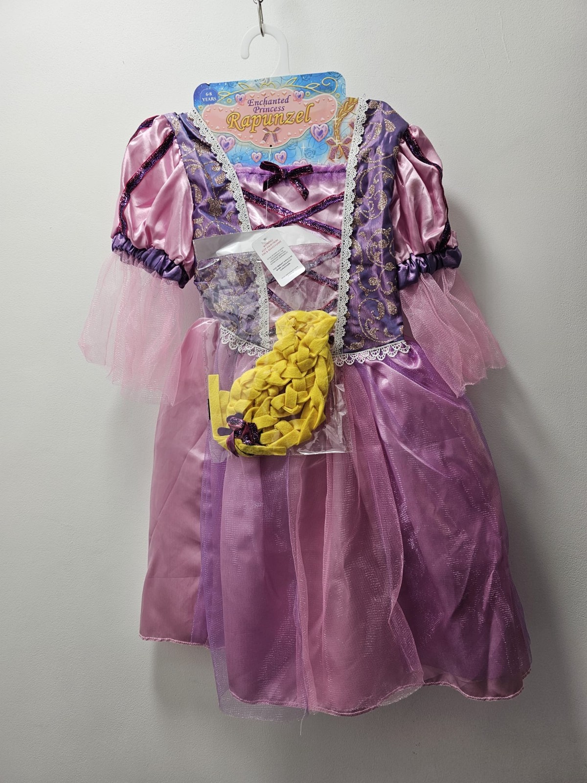 Disney Rapunzel Vestido Elegante Enredado Disfraz Niñas Edad 6-8 Años Púrpura C25