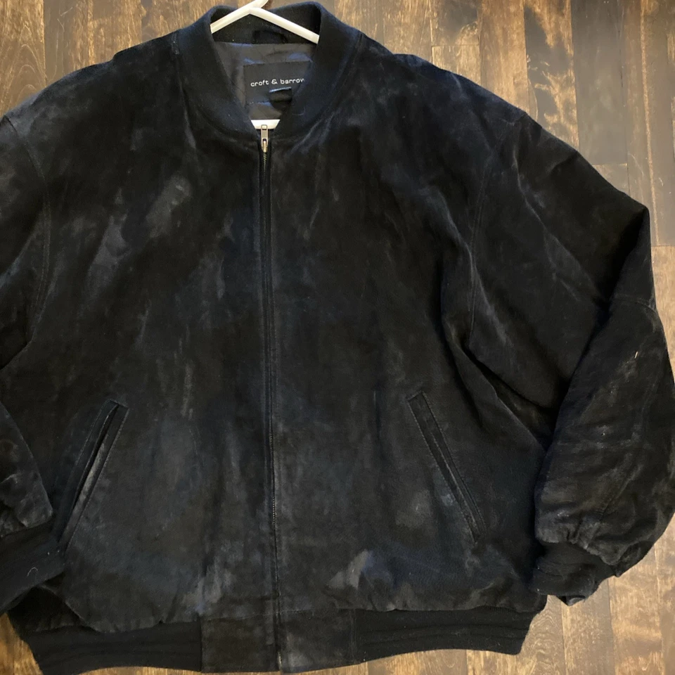 Mens Black XL Suede Bomber Jacket - Croft & Barrow - Size XL - Image 3 of 4