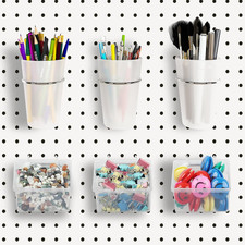 6 Sets Pegboard Bins with Hooks - Pegboard Organizer for Accessories Transparent